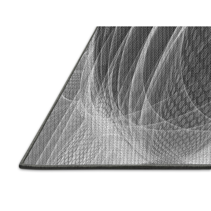 Tapis gris / blanc en laine Abstract, Rectangle 8 pi x 12 pi