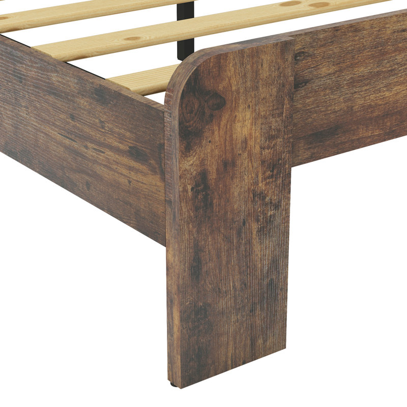 Très grande base de lit très grand en bois brun foncé avec tête de lit à rangement à DEL et 2, fonction silencieuse, pas de sommier tapissier, étapes d'assemblage simples, grande surface pour moins d'espace, assemblage facile, compartiment spacieux