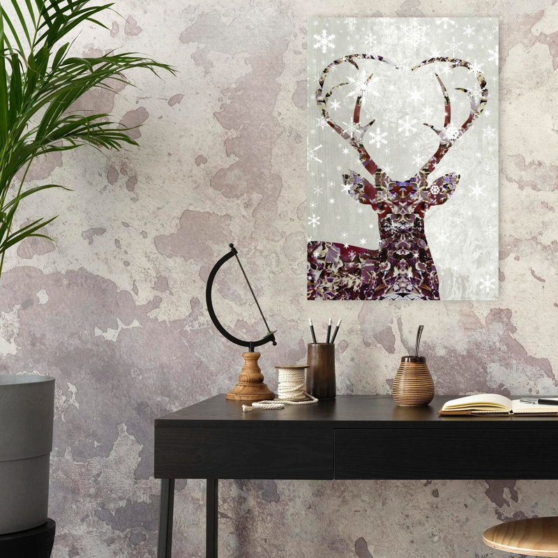 Contemporary Art Elegant Peaceful Serene Deer Forest Nature Wall Art 1 Piece Wrapped Canvas Wall Art, 60.96 cm H x 40.64 cm W