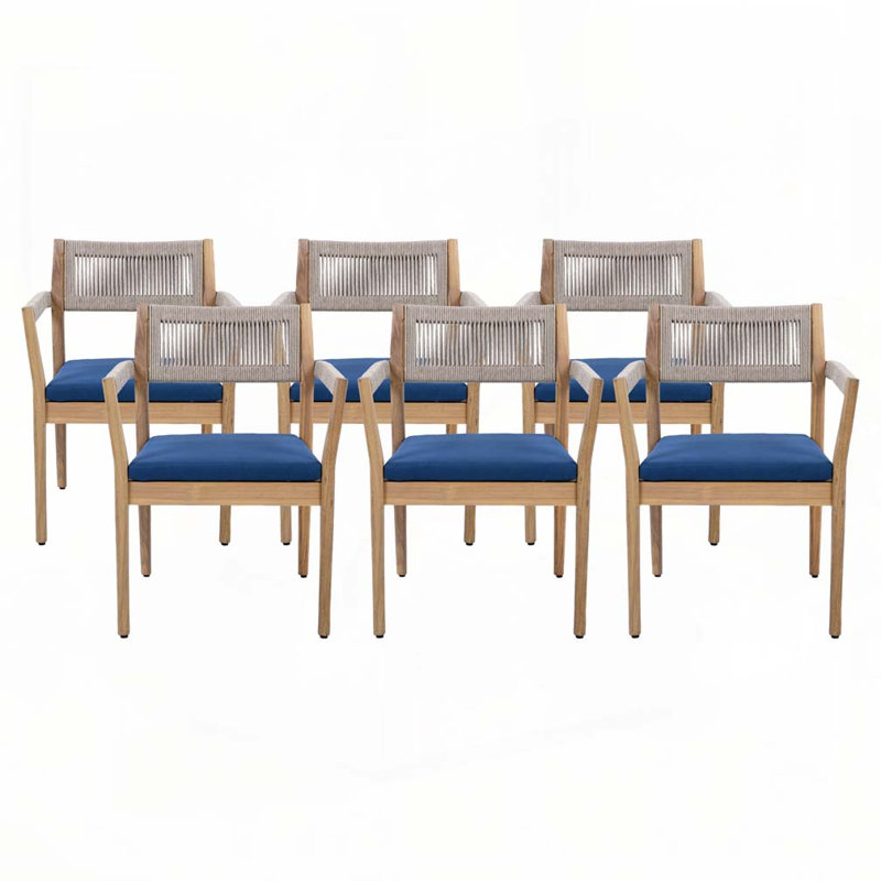 Acacia Wood Outdoor Dining Chairs, Navy