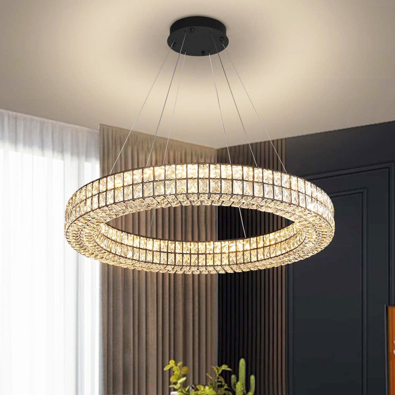Luminaire suspendu en cristal 1 lumière DEL en acier inoxydable Sureya