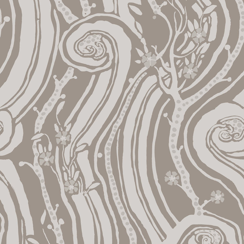 FloraSwirl, Stone, Grass Cloth