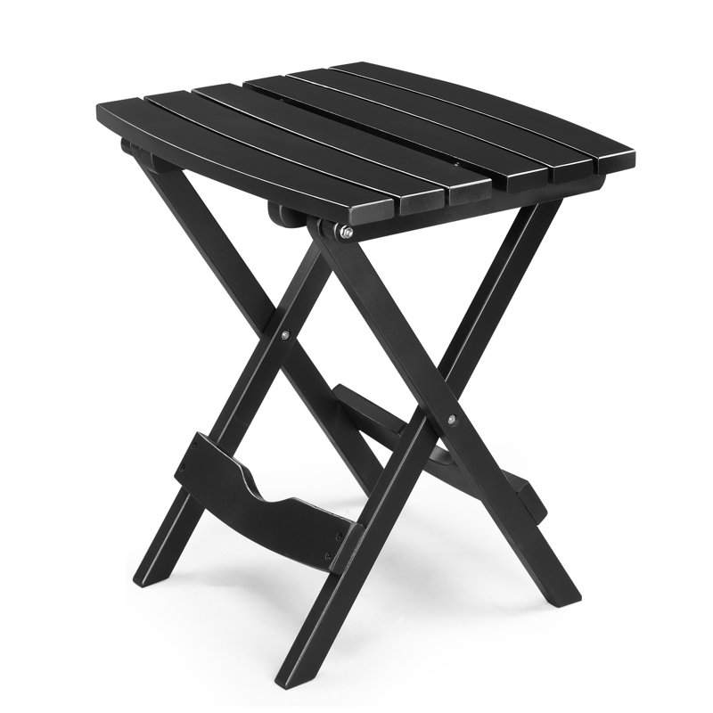 Wood Patio Folding Side Table, Black