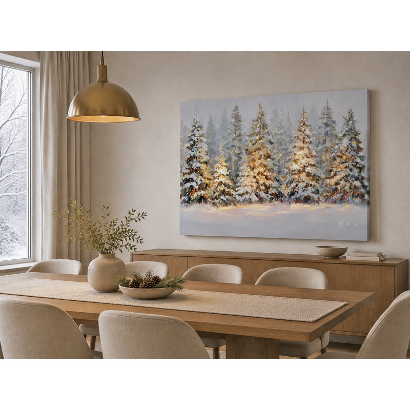 «Winter Lights in the Pines», art mural sur toile tendue, H 40 po x l 30 po