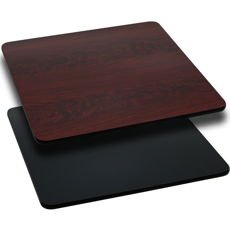 Plateau de table carré avec stratifié réversible Glenbrook, Ensemble de 10, Noir ou acajou, Carré 30 po