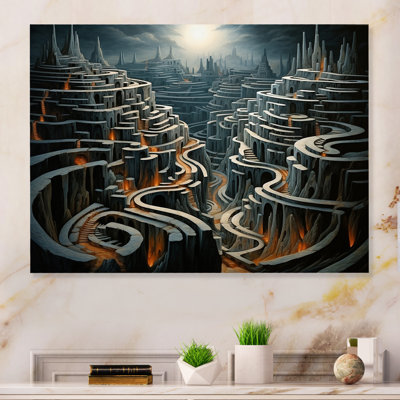 Maze Surreal Landscape I - Surrealism Metal Wall Art