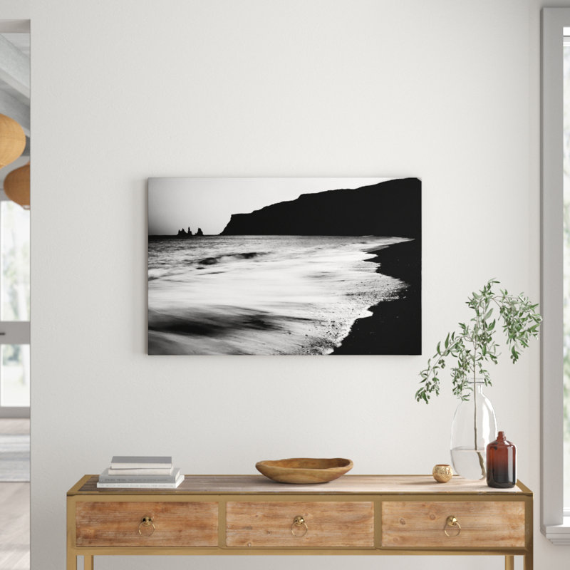 The Calming Ocean Flow B N W Sunset - Wrapped Canvas Print, 66 cm H x 101.6 cm W