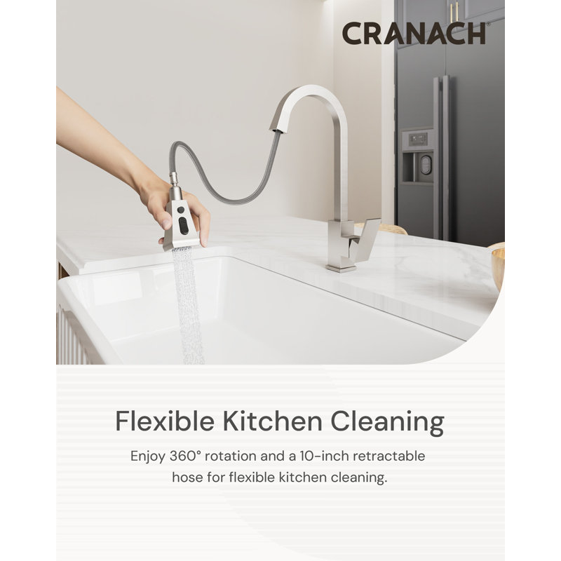Single-Handle Kitchen Sink Faucet Dual-Spray Faucet with Pause Function 1.6 GPM, Brushed Nickel