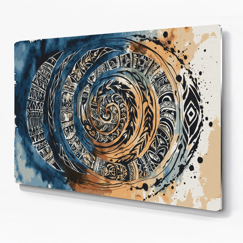 Art mural hawaïen avec symboles anciens gris, H 20 po x l 24 po