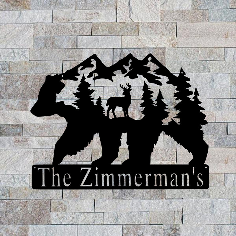 Décoration murale monogramme Bear in Nature, H 23 po x l 30 po x P 0,25 po, Oui