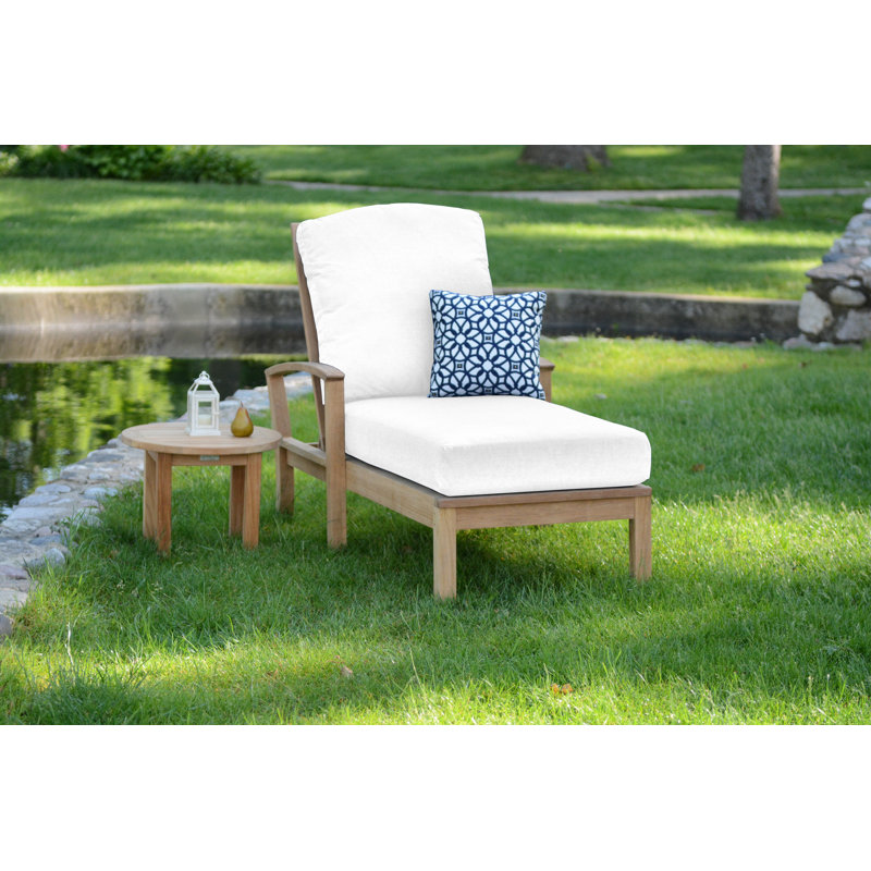 St. Lucia Outdoor Teak Chaise Lounge, Canvas Natural Sunbrella® Canvas