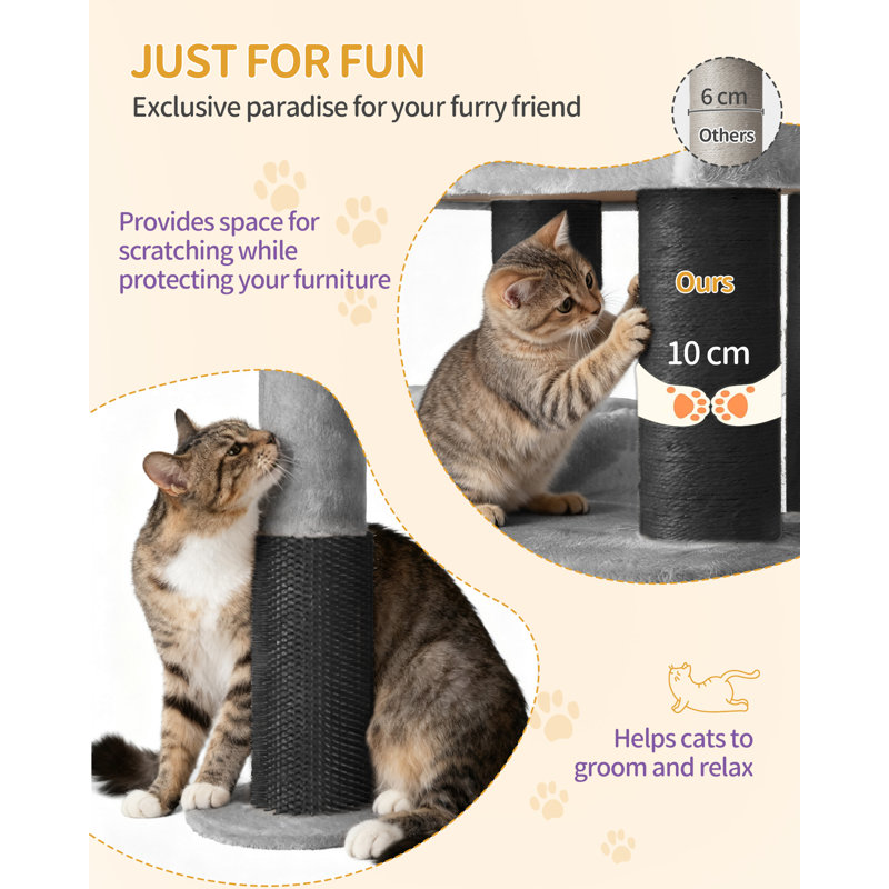 163 cm H Cat Tree / Condo, Light Grey Balck