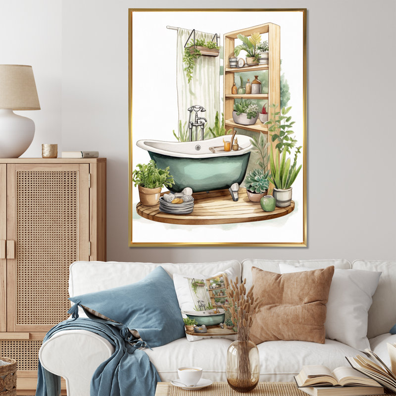 Décor de salle de bain naturel XX XXI, H 40 po x l 30 po, Cadre flottant doré