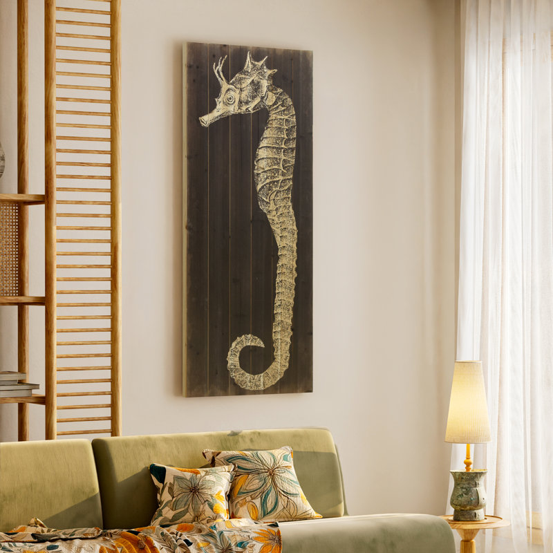 « hippocampe b », impression sur bois