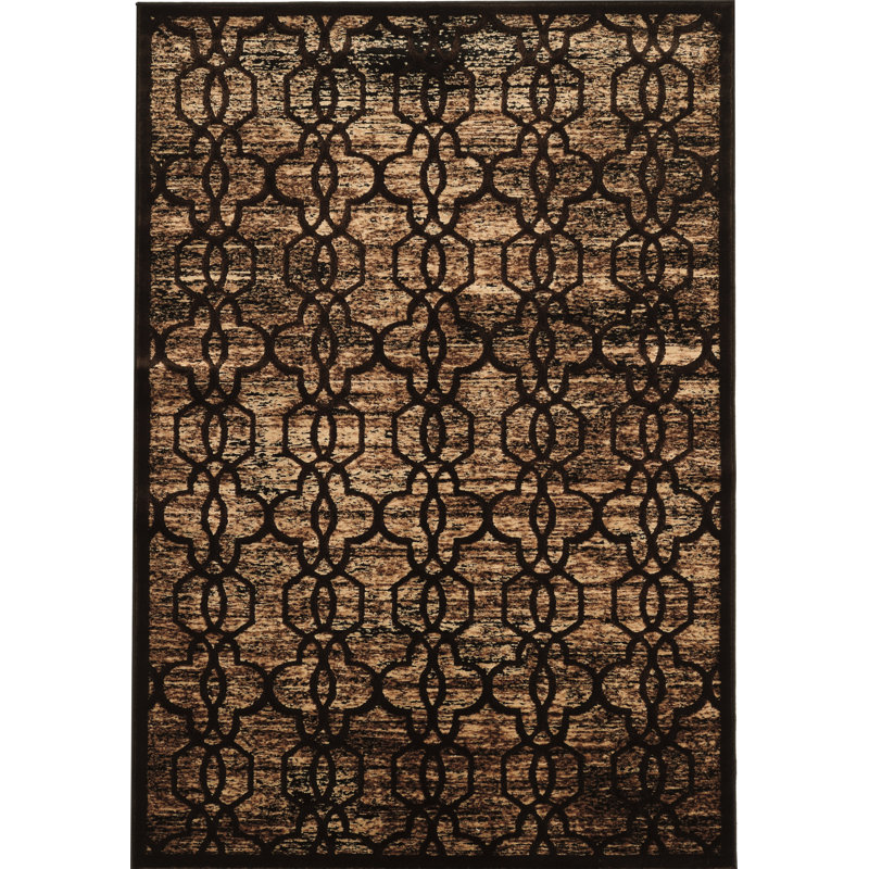 Tapis brun / beige à motif géométrique Beeston, Rectangle 8 pi x 11 pi