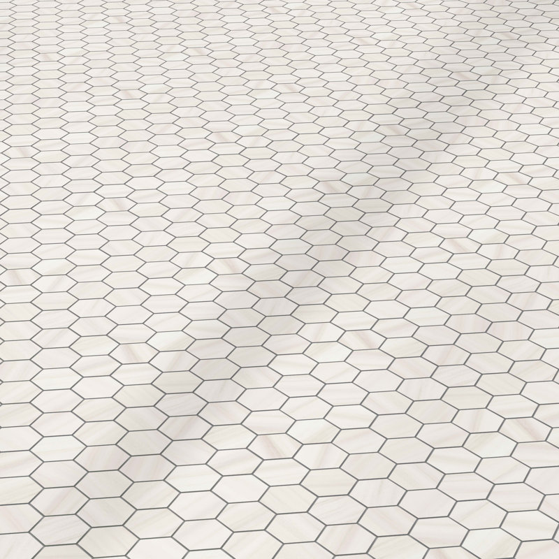Dolomita Polished Hexagon Mosaic Wall & Floor Tile (.80 Sq. Ft. /Sheet), Ivory