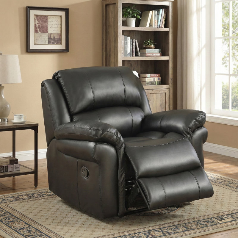 Arles 110cm Wide Standard Recliner, Black, Manual