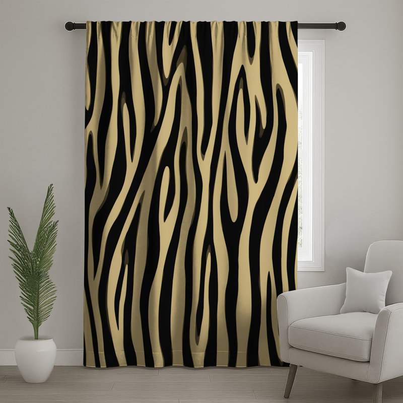 Rideaux à motif zébré, voilages et voilages à motif animal - 1 panneau, Blocage, 50 po x 92 po - 1 panneau