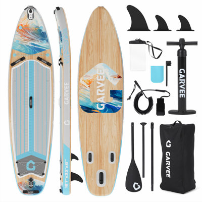 323x81x15 cm Inflatable SUP Board, 204 kg Capacity Wide Paddle Board with Non-Slip EVA Deck, Reinforced PVC, Camera Mount & Full Premium Accessories