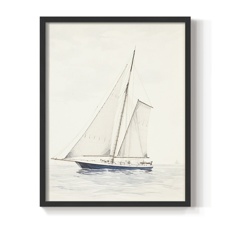 Impression nautique rétro I, reproduction encadrée - bois massif, H 11 po x l 9 po, Noir, noir, noir, noir