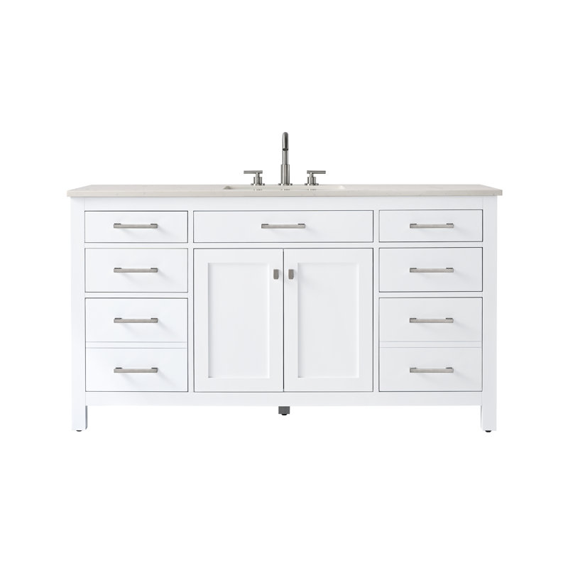Trevor 60" W Single Vanity, White/Brushed Nickel