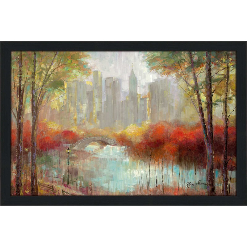 « city view », reproduction de peinture à l’huile encadrée, H 35,5 po x l 51,5 po x P 0,75 po
