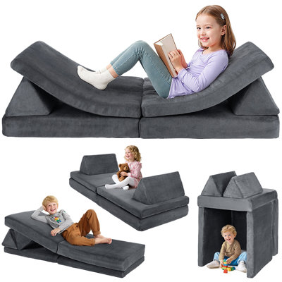 Kids Play Couch - Foldable Toddler Couch With Washable Covers, Kids Sofa For Playroom/Learning Zone/Bedroom