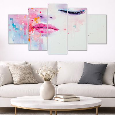 Fashion Illustration Portrait - Portrait de femme, art mural 5 panneaux