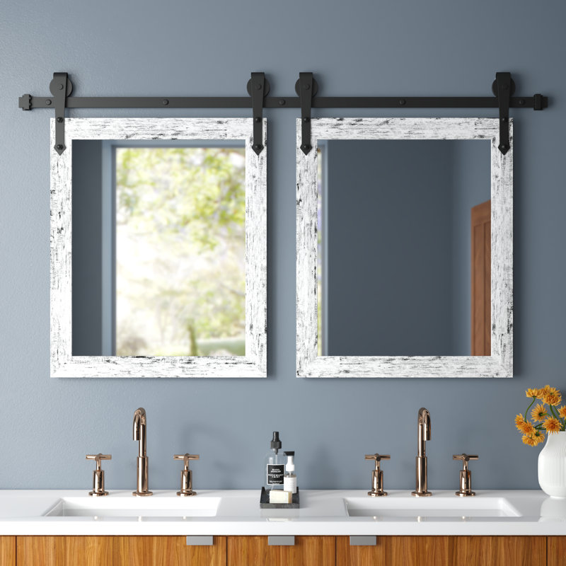 Herzberg Wood Flat Wall Mirror, 36" H x 24" W, Black Walnut