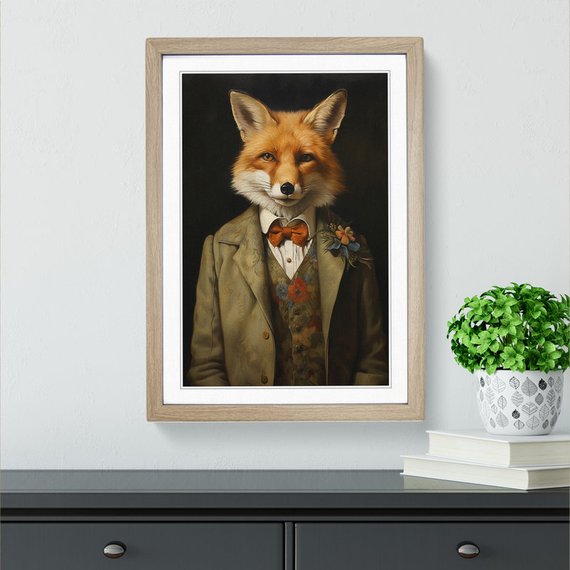 Fox Victorian - Framed Print, Oak, 34cm H x 25cm W x 2cm D