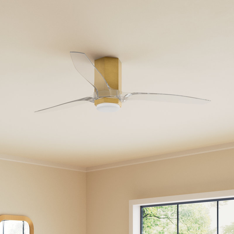 Brocken Ceiling Fan with LED Lights, Heritage Brass/Clear Acrylic, 52"