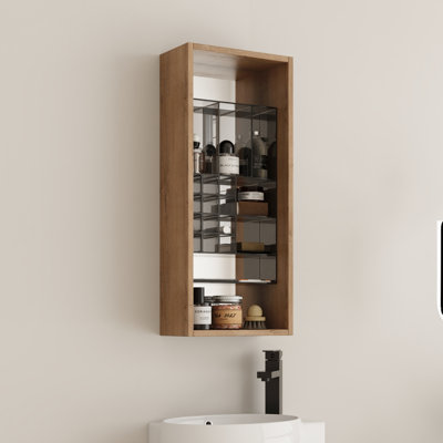 Armoire de rangement murale avec miroir et organisateur amovible en acrylique l 12 po x H 27,56 po