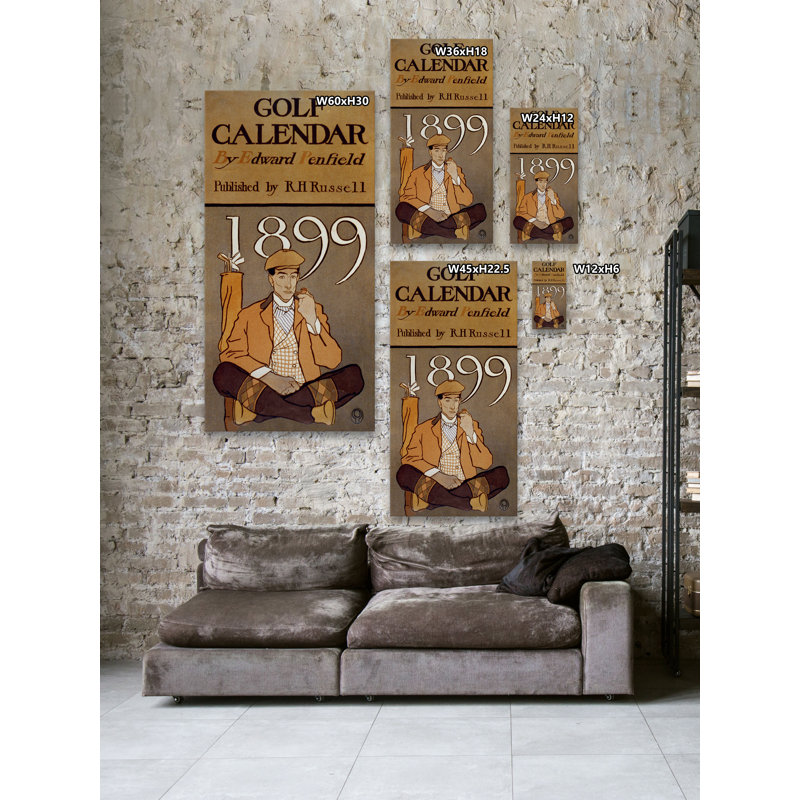 "Golf Calendrier 1899", reproduction sur toile tendue, H 12 po x l 6 po