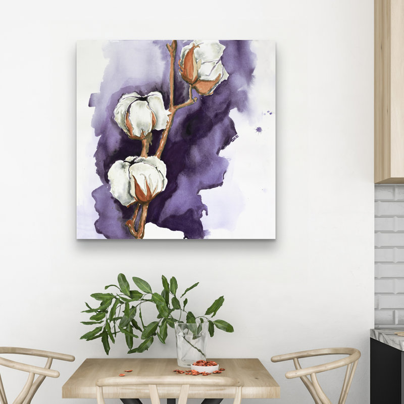 Cotton flowers on a background - 32"x32" art on canvas