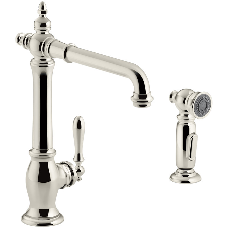 Artifacts® Single Handle Kitchen Sink Faucet with Accessories, Vibrant Polished Nickel