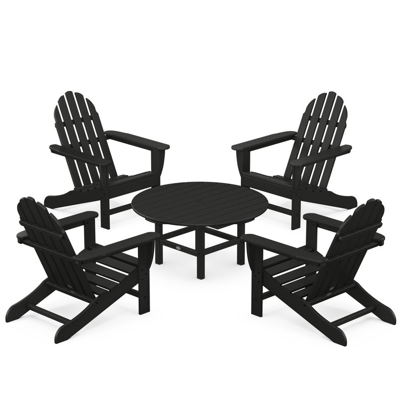 POLYWOOD Classic Adirondack Conversation Set, Black
