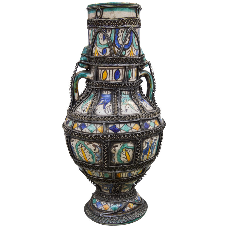 Vase de table intérieur / extérieur bleu / bleu sarcelle 14,25 po