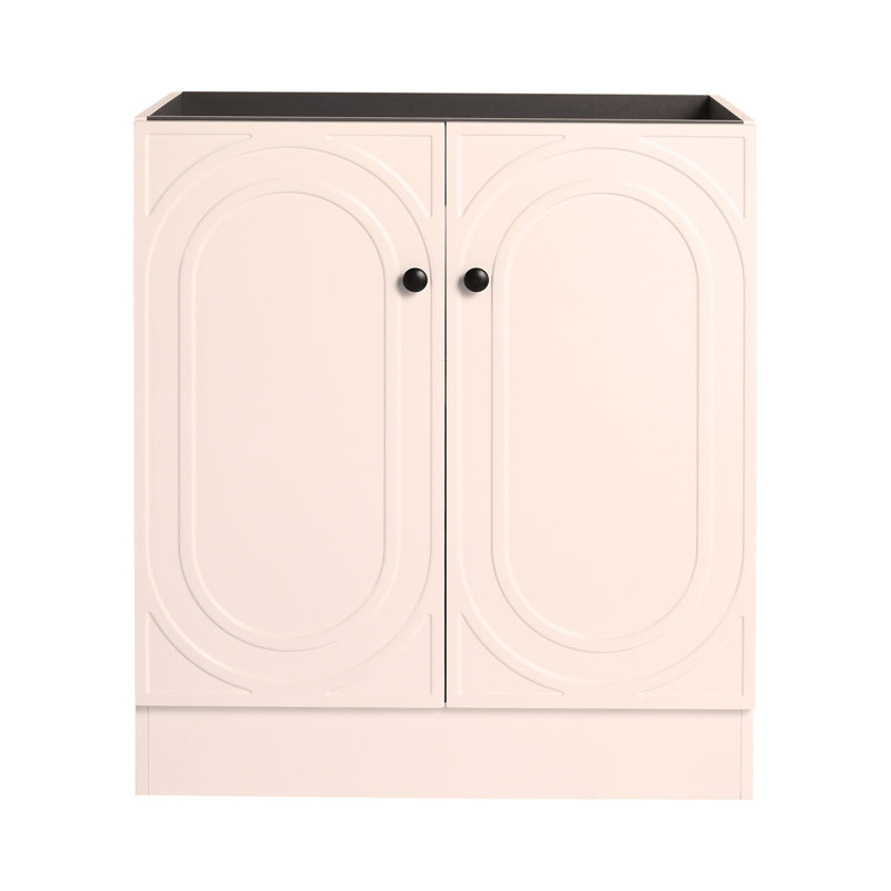 Meuble-lavabo de salle de bain autoportant 30 po et 2 portes d'armoire à fermeture douce - sans le lavabo, Blanc