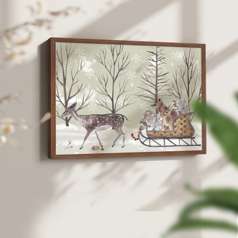 Christmas Time II - Reproduction encadrée - Restickable, H 22 po x l 28 po, Noyer