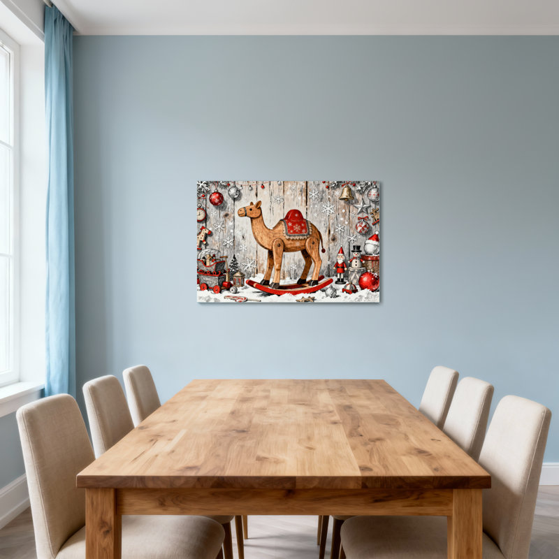 Motif de décorations de Noël chameau en bois de Noël, H 20 po x l 30 po