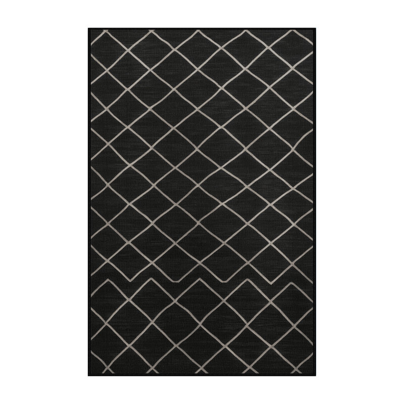 Tapis gris en treillis lavable à la machine, Rectangle de 5 pi x 8 pi