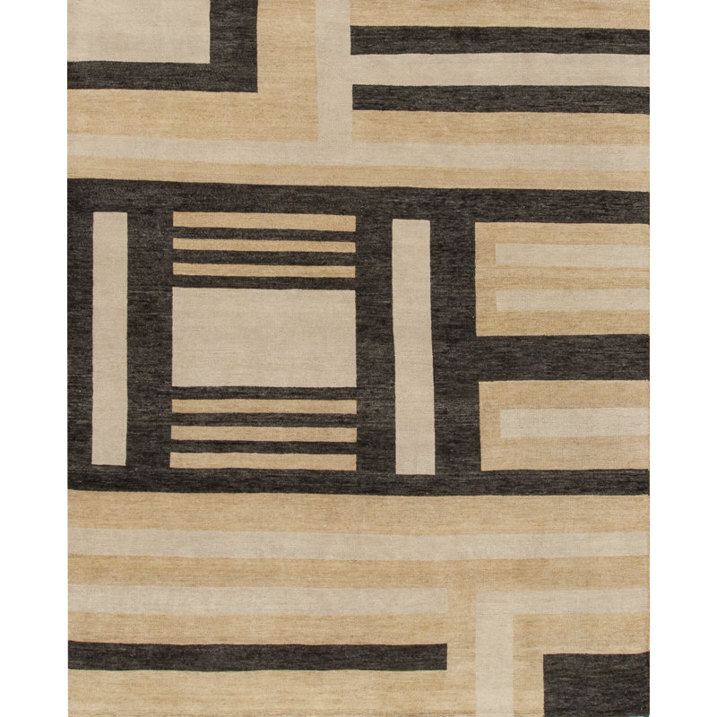 Handmade Wool Geometric Area Rug, Rectangle 2' x 3'