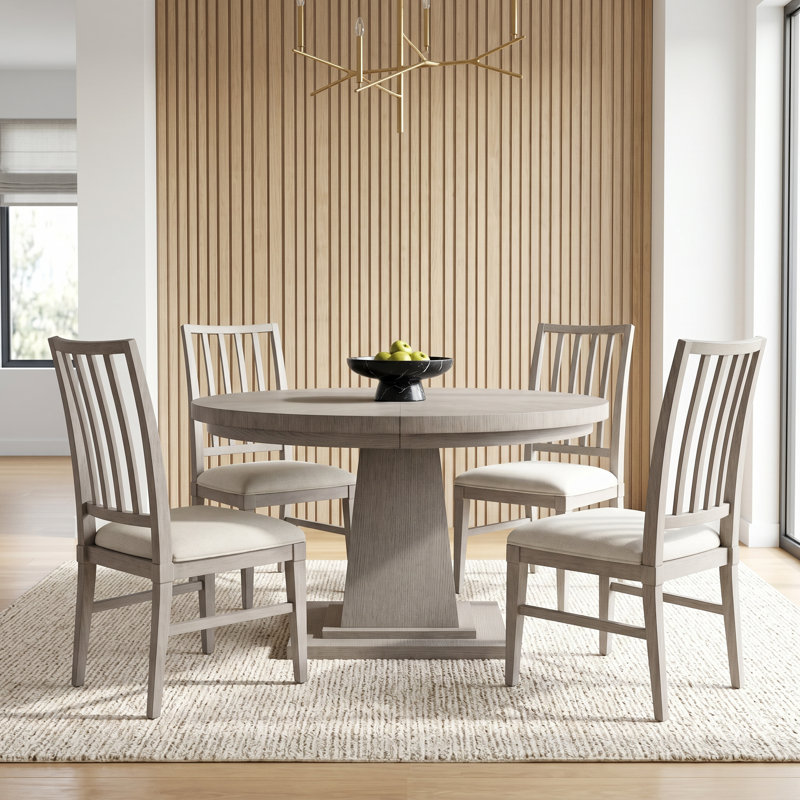 5 - Piece Solid Wood Dining Set, Gray