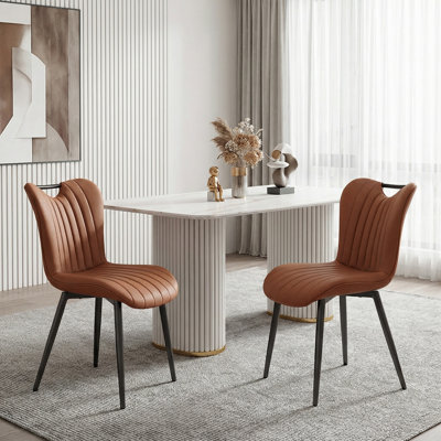Chaises de salle à manger rembourrées en cuir matelassées Modern