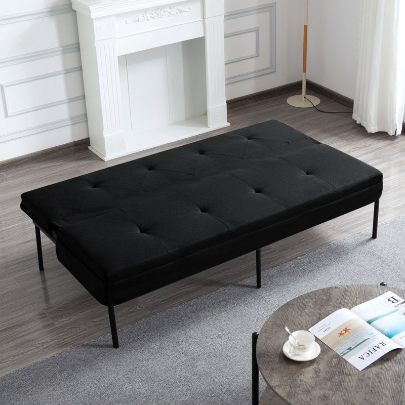 Canapé-lit futon pour 3 personnes avec dossier réglable et structure en métal