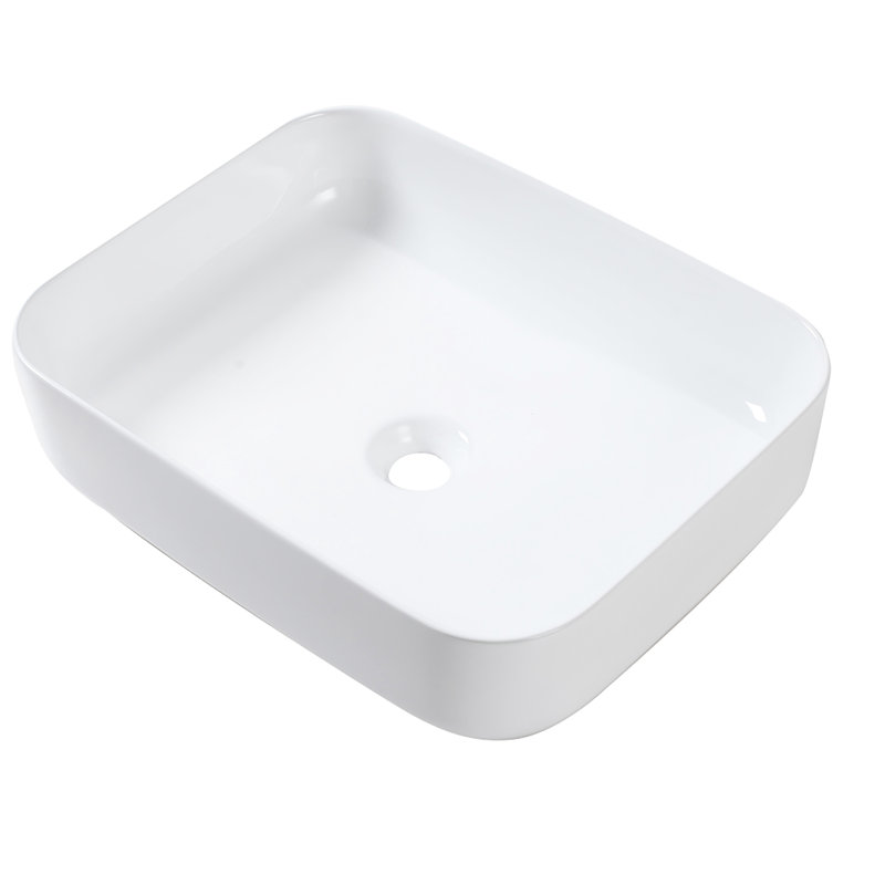 White Ceramic Bathroom Vessel Sink 20X15 Inch Rectangular - Modern Chic Design, Stain Resistance, Countertop Install, Suited For Different Spaces Contemporary Fashion , Mount Various Locations