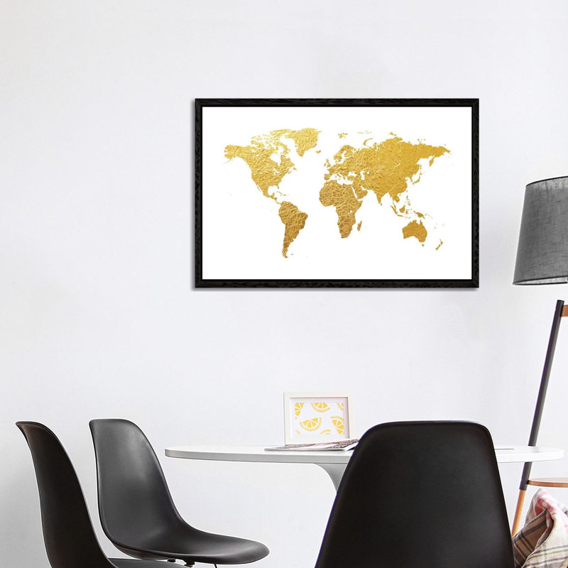 Gold Foil On White by Michael Tompsett - Print on Canvas, 101.6 cm H x 66.04 cm W, Black Framed