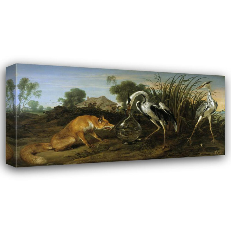 "Le renard qui visite le héron" par Frans Snyders - Art mural sur toile tendue avec châssis, H 28 po x l 40 po