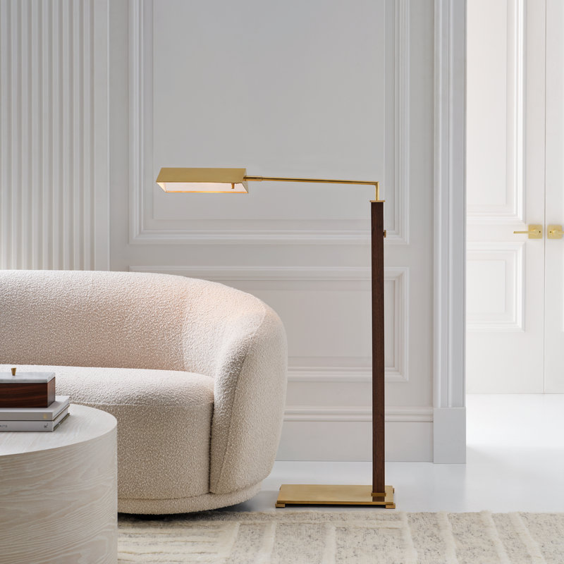 Copse Task Floor Lamp, Polished Nickel/Walnut, Silver