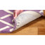 Tapis mauve / ivoire en laine touffeté à la main à motif géométrique Swallow-19276244